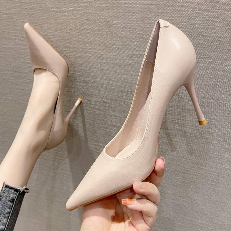 Neue spitze Einzelschuhe mit schmalem Absatz für Damen im französischen Feenstil, High Heels für professionelle Pendler, High Heels für Damen 40 rosa von Joom DACH