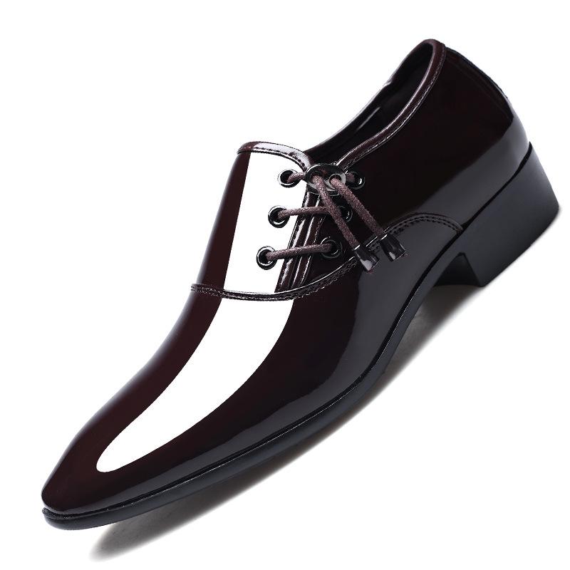 Neue spitze Lederschuhe für Herren Business-Kleiderschuhe Herren Freizeitschuhe mit heller Oberfläche Große Hochzeitsschuhe 48 braun von Joom DACH