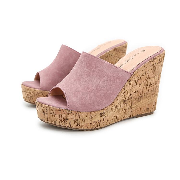 Neue trendige Damenmode-Keilsandalen, offene Peep-Toe-Espadrille-Plateau-Sandalen, Damen- und Mädchen-Wedges, Sommer-Bohemien-Slip-on-Sandalen mit Absatz 39 rosa von Joom DACH