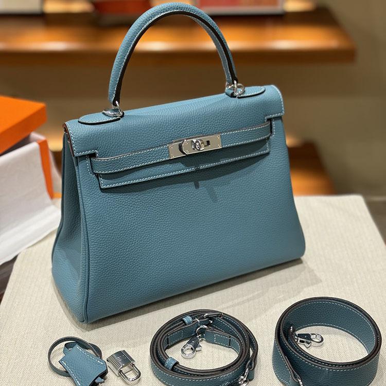 Neue trendige High-End-Tasche mit breitem Schultergurt für Damen, Oberschicht aus Rindsleder, einzelne Schulter, Umhängetasche, Nischentasche 28x12x23cm von Joom DACH