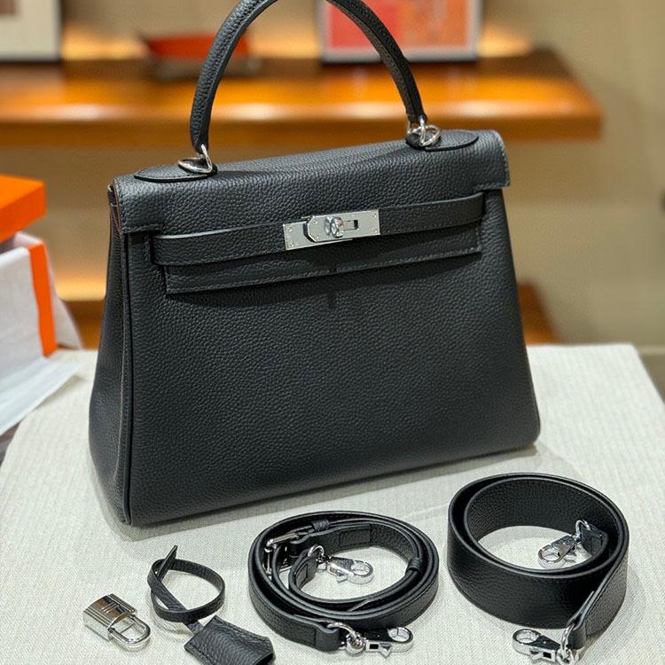 Neue trendige High-End-Tasche mit breitem Schultergurt für Damen, Oberschicht aus Rindsleder, einzelne Schulter, Umhängetasche, Nischentasche 28x12x23cm von Joom DACH