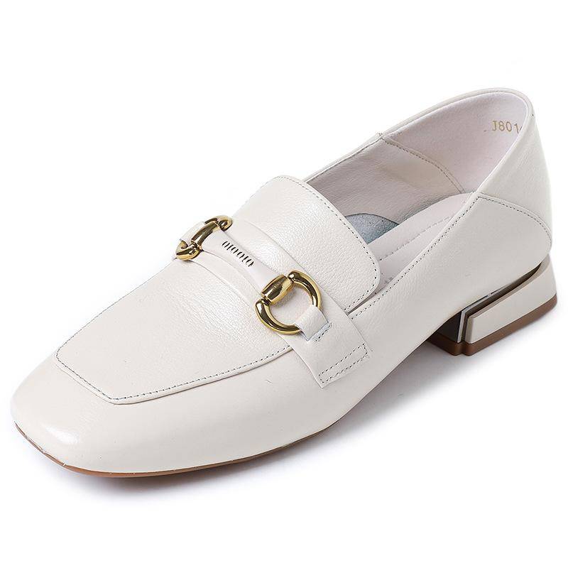 Neue vielseitige Einzelschuhe, kleine britische Lederschuhe mit dickem Absatz, große Damenschuhe aus echtem Leder mit niedrigem Absatz, Slip-On-Loafer für Damen 42 von Joom DACH
