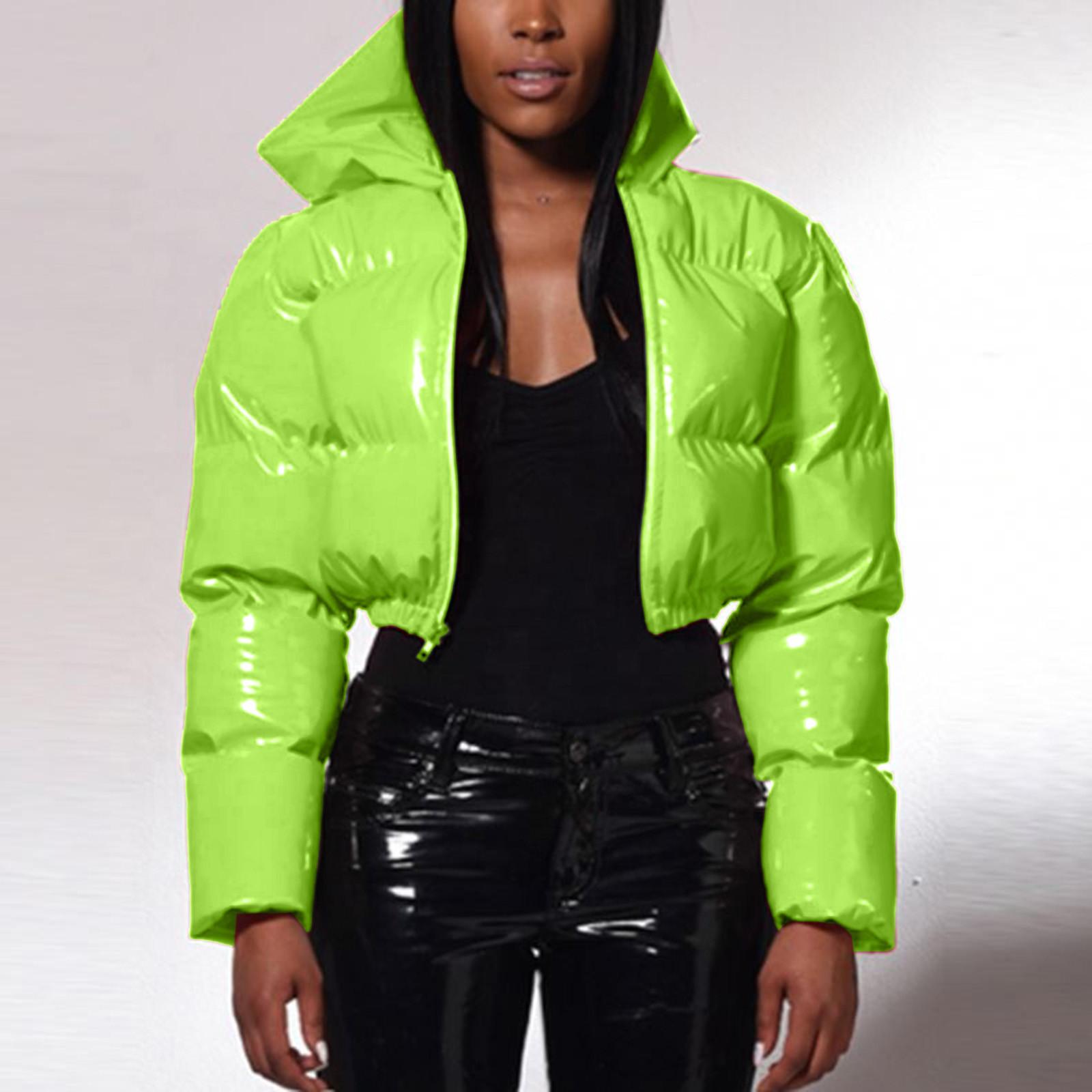 Neue vielseitige warme kurze Jacke weibliche Daunenmäntel Daunen-Baumwoll-Outwear koreanischen Stehkragen gepolsterte weiche Herbst Frauen Winterparkas M grün von Joom DACH