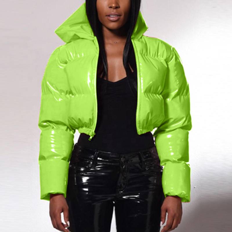 Neue vielseitige warme kurze Jacke weibliche Daunenmäntel Daunen-Baumwoll-Outwear koreanischen Stehkragen gepolsterte weiche Herbst Frauen Winterparkas M grün von Joom DACH