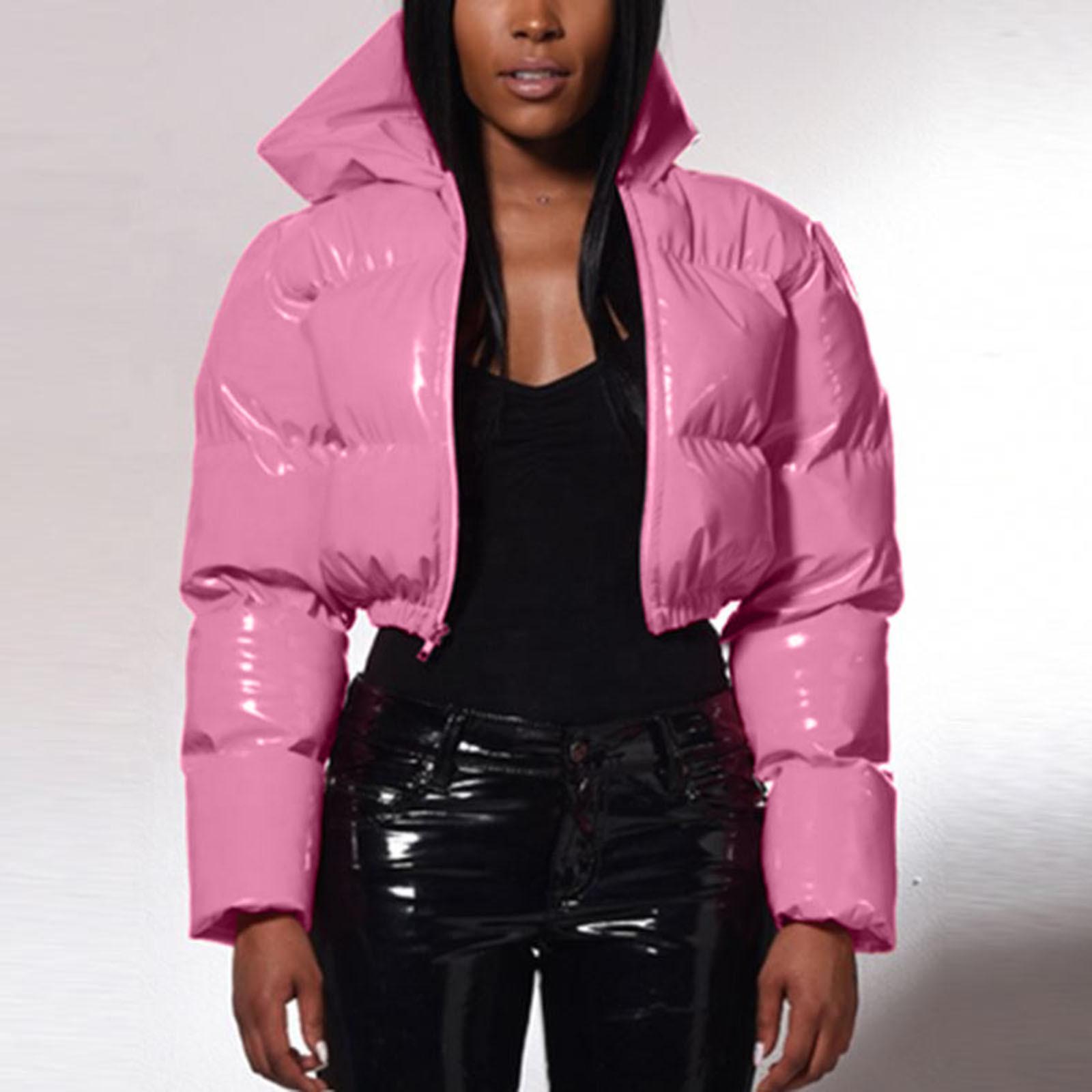 Neue vielseitige warme kurze Jacke weibliche Daunenmäntel Daunen-Baumwoll-Outwear koreanischen Stehkragen gepolsterte weiche Herbst Frauen Winterparkas M rosa von Joom DACH