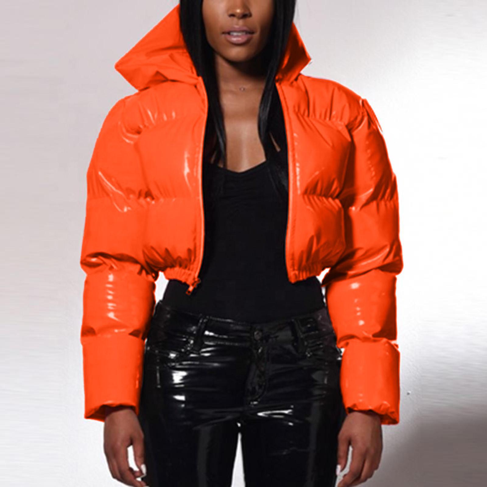 Neue vielseitige warme kurze Jacke weibliche Daunenmäntel Daunen-Baumwoll-Outwear koreanischen Stehkragen gepolsterte weiche Herbst Frauen Winterparkas M orange von Joom DACH
