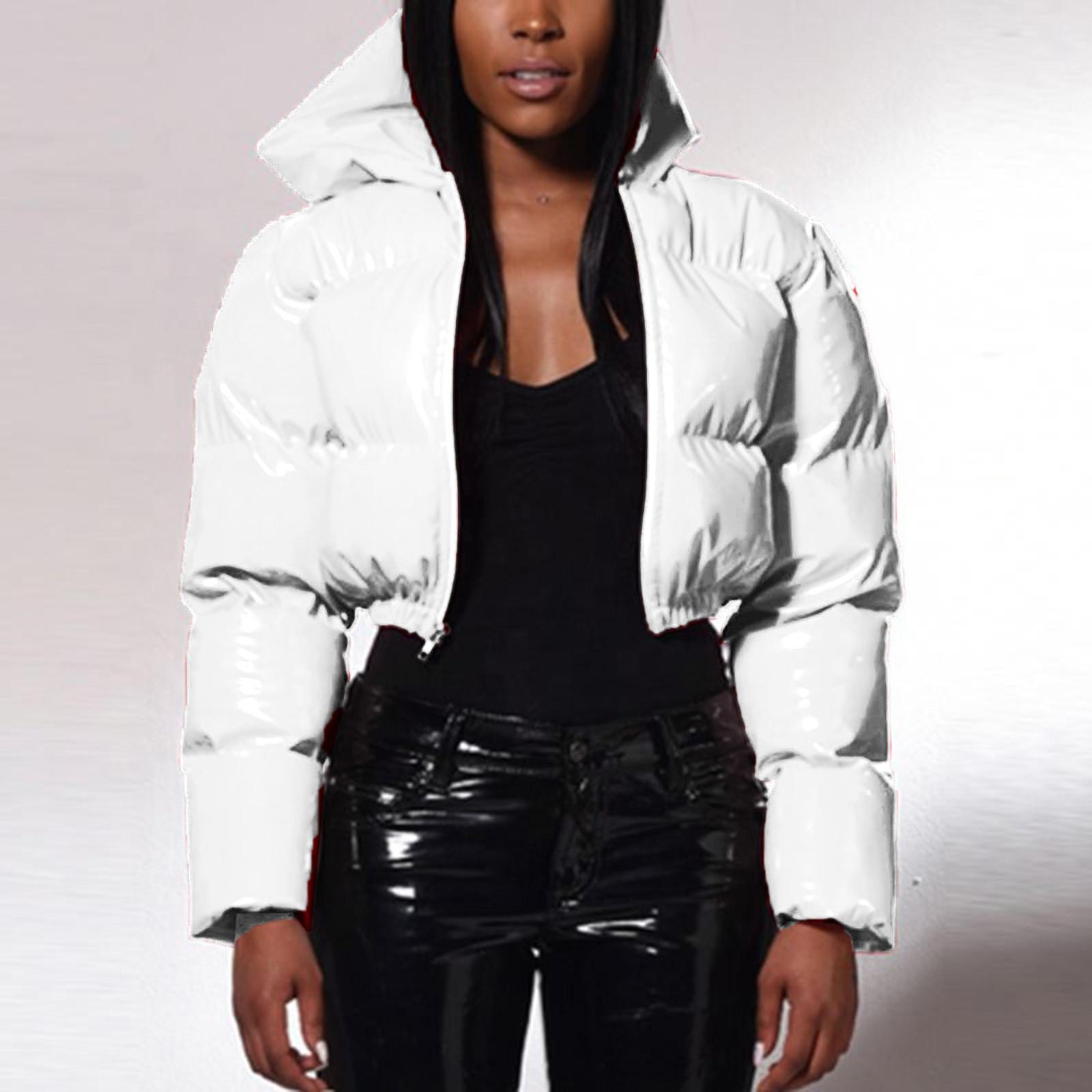 Neue vielseitige warme kurze Jacke weibliche Daunenmäntel Daunen-Baumwoll-Outwear koreanischen Stehkragen gepolsterte weiche Herbst Frauen Winterparkas S weiß von Joom DACH