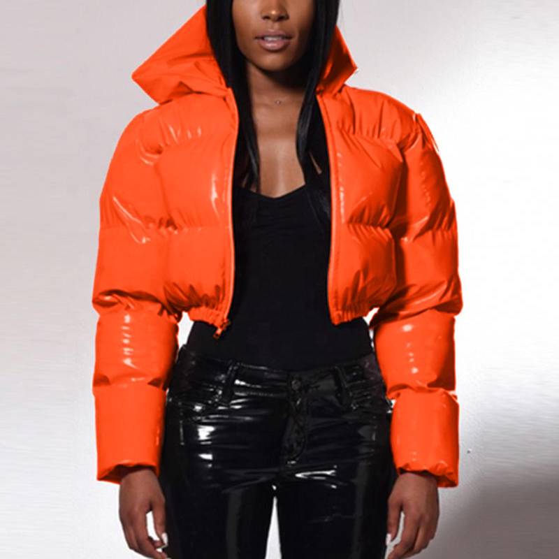 Neue vielseitige warme kurze Jacke weibliche Daunenmäntel Daunen-Baumwoll-Outwear koreanischen Stehkragen gepolsterte weiche Herbst Frauen Winterparkas XL orange von Joom DACH