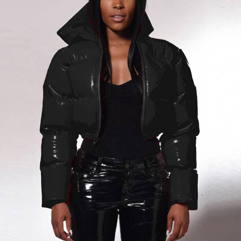 Neue vielseitige warme kurze Jacke weibliche Daunenmäntel Daunen-Baumwoll-Outwear koreanischen Stehkragen gepolsterte weiche Herbst Frauen Winterparkas XL schwarz von Joom DACH