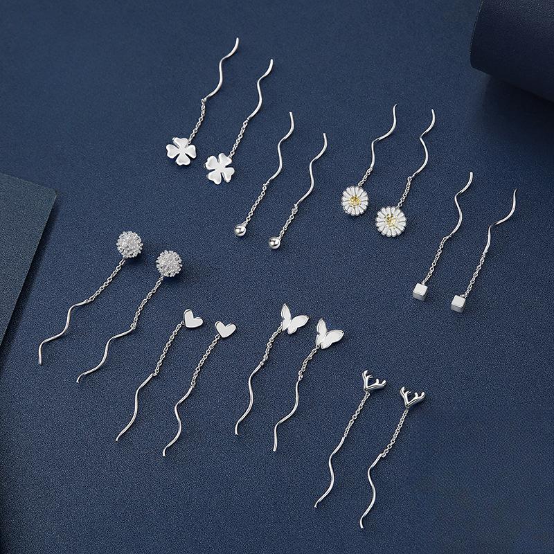 Neue vierblättrige Kleeblatt-Ohrringe für Damen, Reine Ohrringe, Leichte Luxus-Ohrringe, Einfaches Ohrlochstechen, Quasten-Ohrhänger copper silver plated von Joom DACH