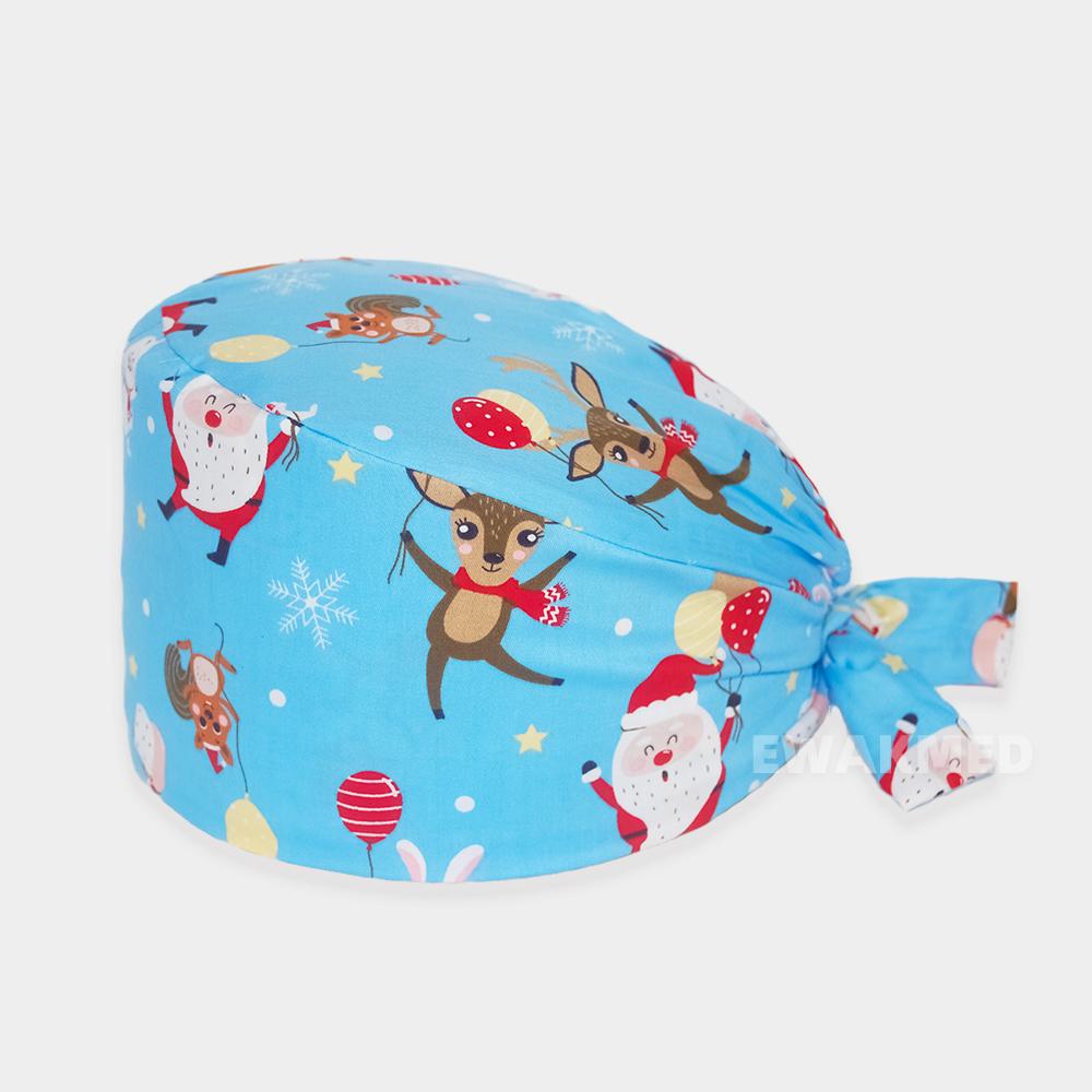 Neue weihnachtlich bedruckte chirurgische Peeling-Mütze aus 100 % Baumwolle mit Schweißband, Chef Vet Spa Medical Bouffant Hat One Size von Joom DACH