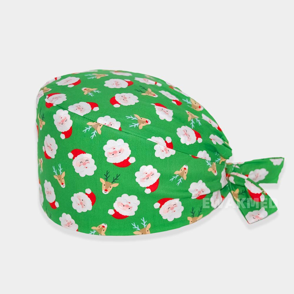 Neue weihnachtlich bedruckte chirurgische Peeling-Mütze aus 100 % Baumwolle mit Schweißband, Chef Vet Spa Medical Bouffant Hat One Size von Joom DACH