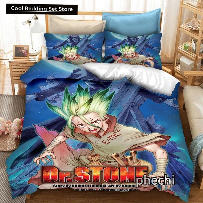 Neuer Anime Dr.STONE 3D-Druck Bettwäsche-Set Bettbezüge Kissenbezüge 2/3-teilig Steppdecke Bettwäsche-Sets Bettwäsche Bettbezug-Sets EU single(135x200cm) von Joom DACH
