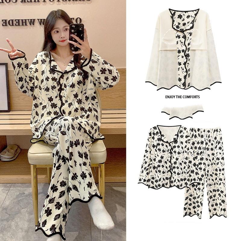 Neuer Damen-Schlafanzug, Homewear-Anzug, Frühlings- und Herbstmodelle, langärmeliger Herbst- und Winter-Homewear-Anzug in großer Größe, lockerer Anzug 2XL von Joom DACH