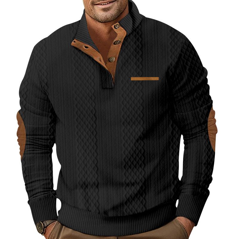 Neuer Frühling/Herbst Herren Outdoor Freizeit Stehkragen Langarm Jacquard Strickpullover Sweatshirt XL schwarz von Joom DACH