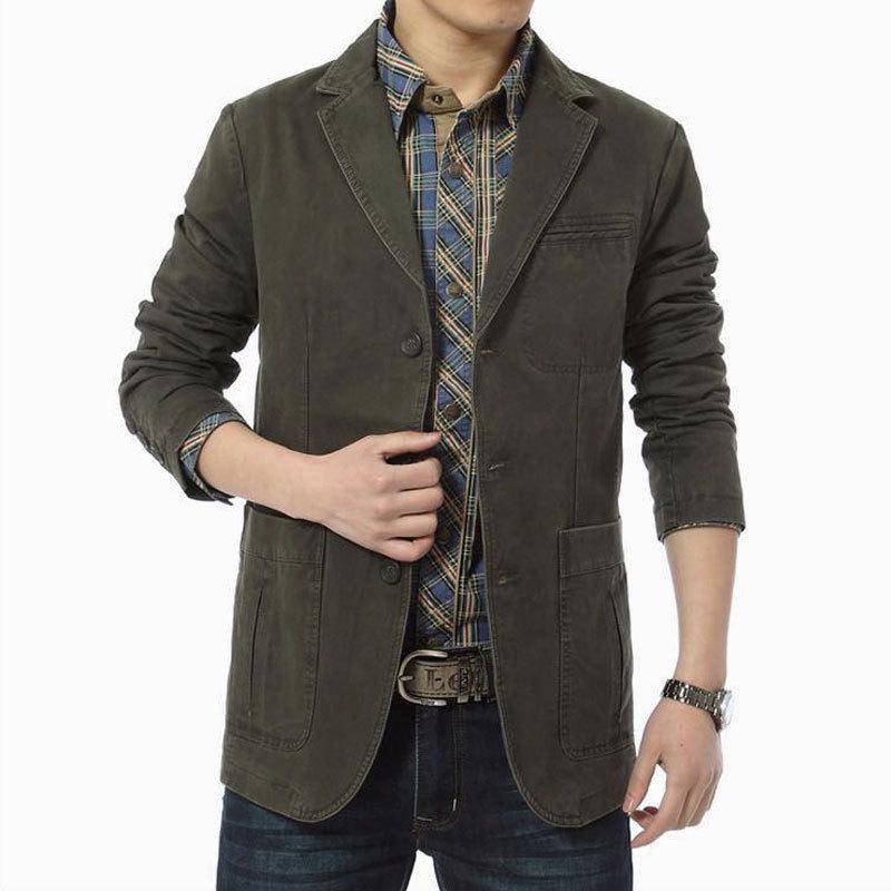 Neuer Frühling und Herbst Baumwolle Herren Casual Blazer Herrenmode Trendige Vaters Kleidung XL von Joom DACH