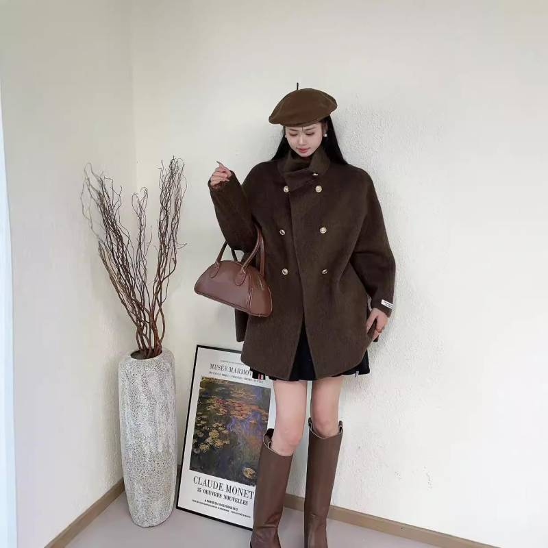 Neuer Herbst- und Winter-Wendemantel aus Wolle im Hepburn-Stil, koreanischer Stil, hochwertiger, lockerer Wollmantel für kleine Personen S von Joom DACH