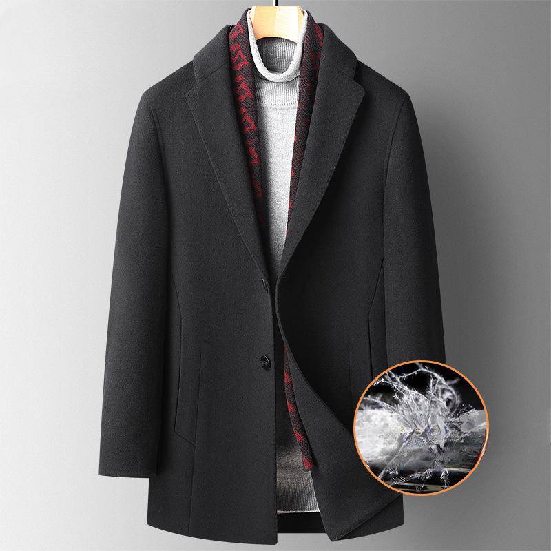 Neuer Herbst- und Winterschal-Stil, abnehmbares Daunenfutter, doppelseitiger Wollmantel, mittellanger Wollmantel für Herren 4XL von Joom DACH