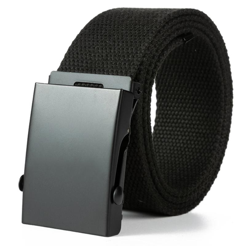 Neuer Herren Gürtel Neue Mode Unisex Hüftgürtel Jeans Herren Lässig Luxus Canvas 3.8cm Gurtband Taillenband Ceinture Femme 120cm schwarz von Joom DACH