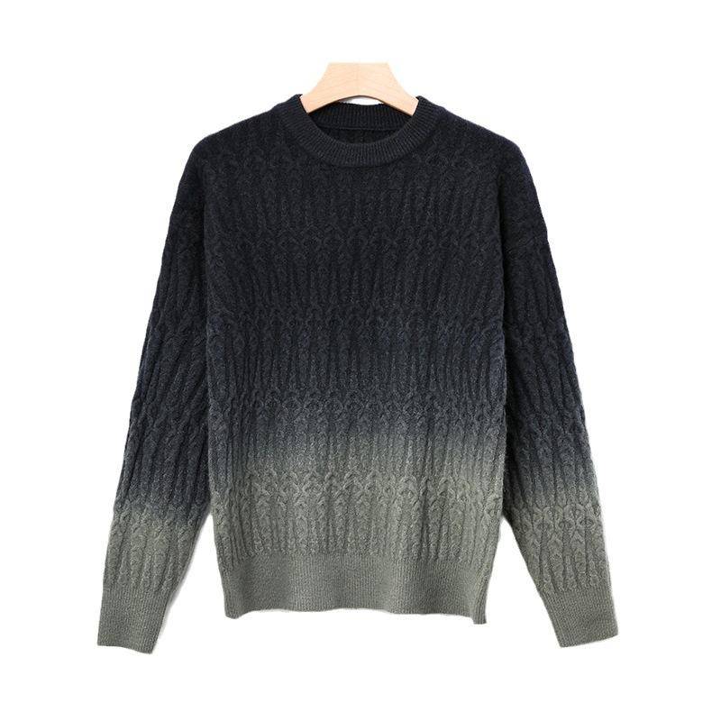 Neuer Herren Herbst- und Winter Farbverlauf Farblich passender Stehkragenpullover Jugend Casual Lockerer Unterzieh-Strickpullover XXXXL von Joom DACH