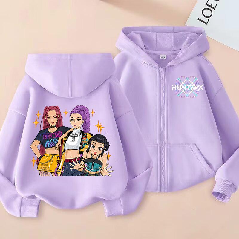 Neuer KPop Dämonenjäger Kinder Hoodie Kawaii Cartoon Bedruckt Reißverschluss Hoodie Mantel Jungen Herbstjacke Baby Mädchen Winterkleidung 140 von Joom DACH