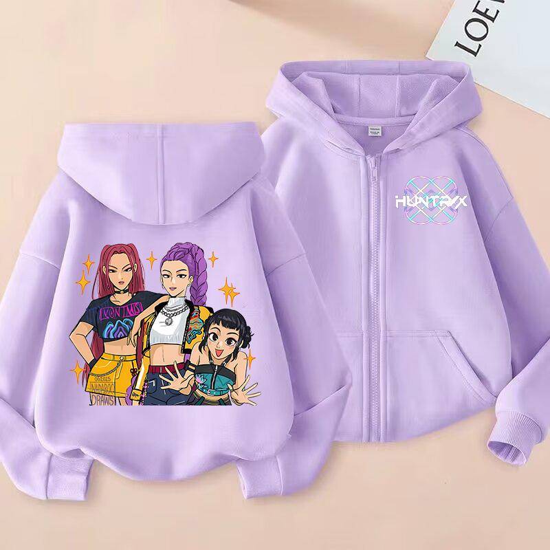 Neuer KPop Dämonenjäger Kinder Hoodie Kawaii Cartoon Bedruckt Reißverschluss Hoodie Mantel Jungen Herbstjacke Baby Mädchen Winterkleidung 140 von Joom DACH
