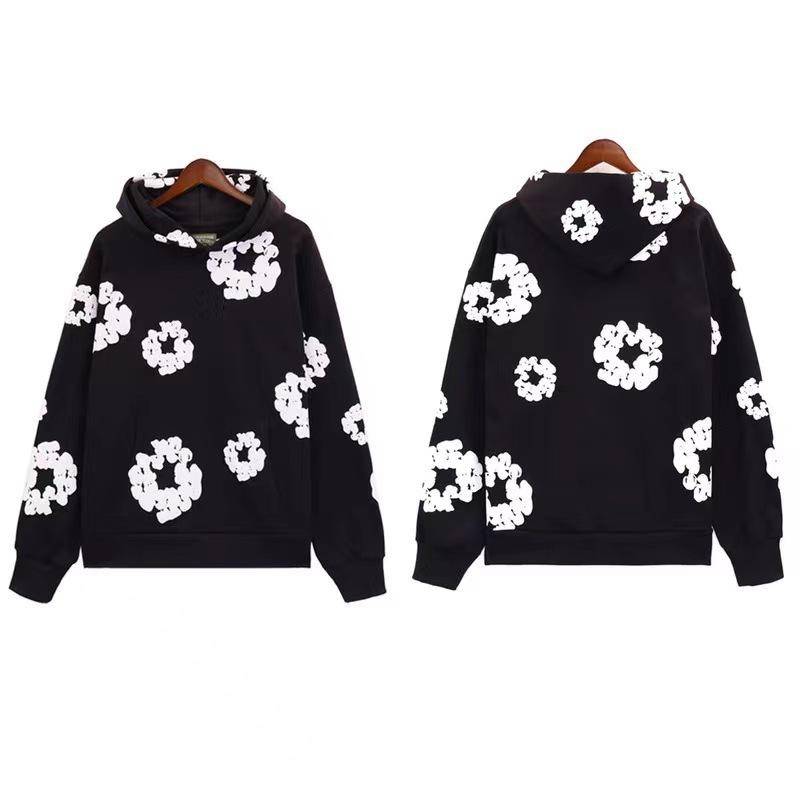 Neuer Kapok-Schaumstoff-Pullover mit Druck, flauschiges Kinder-Hoodie-Set M schwarz von Joom DACH