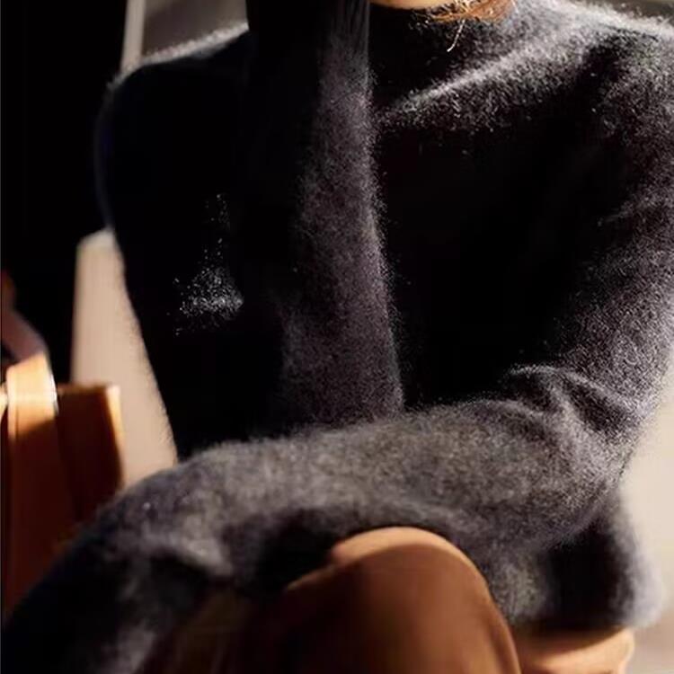 Neuer Kaschmirpullover für Damen für Herbst und Winter Lockerer Pullover mit halbem Rollkragen Modischer Langarm-Strickpullover M von Joom DACH