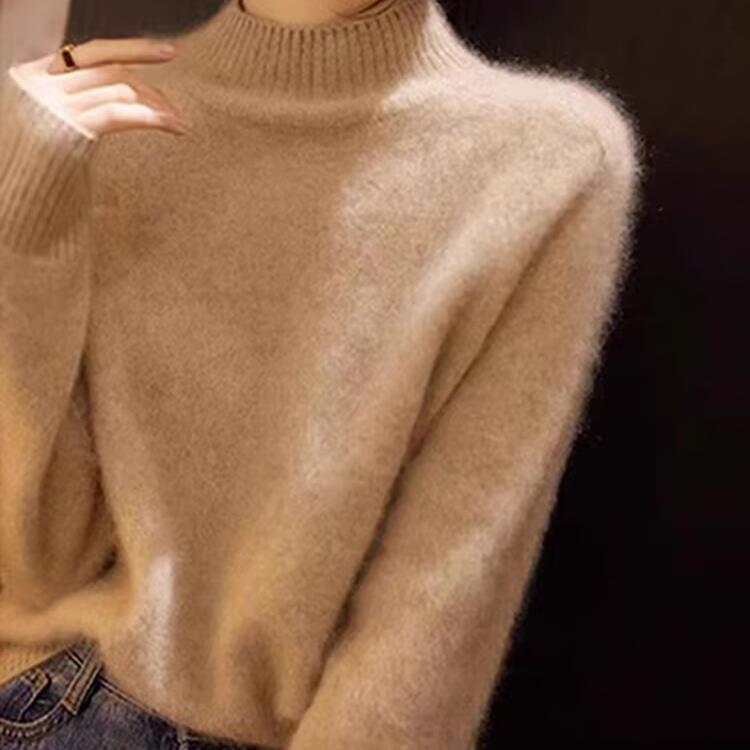 Neuer Kaschmirpullover für Damen für Herbst und Winter Lockerer Pullover mit halbem Rollkragen Modischer Langarm-Strickpullover XXL von Joom DACH