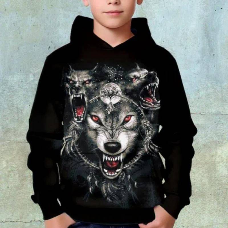 Neuer Kinder-Kapuzenpullover mit leuchtendem Gesichtsdruck, Unisex-Pullover, lässig, langärmelig, Outdoor-Kleidung für Mädchen und Jungen für Frühling und Herbst 130CM von Joom DACH