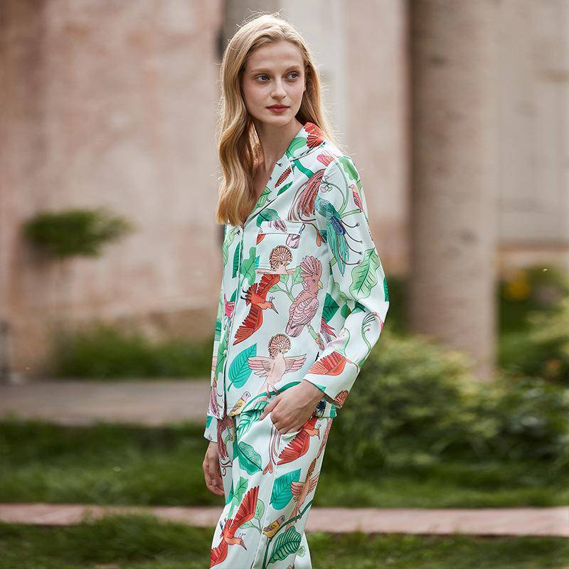 Neuer Pyjama Damen Frühling und Herbst Langarm Mesh Rot Wind ins Fortgeschrittener Hausanzug L von Joom DACH