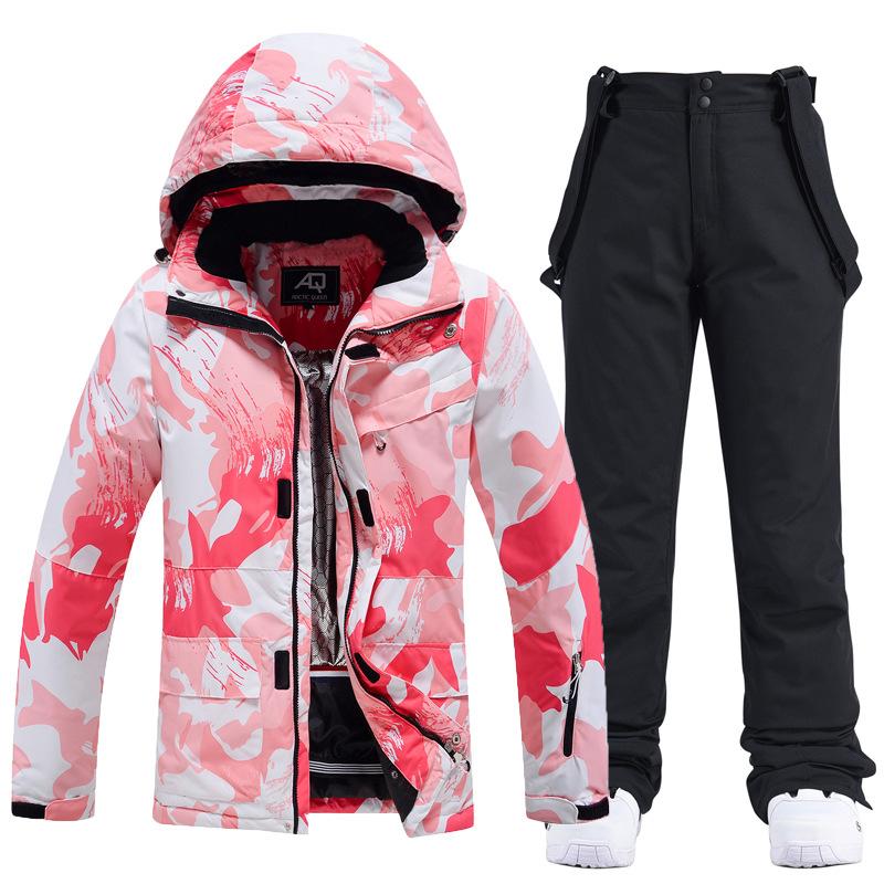 Neuer Skianzug für Damen, Winter, Outdoor, winddicht, wasserdicht, warm, dick, Einzelbrett, Doppelbrett, Skijacke + Hose XXL von Joom DACH
