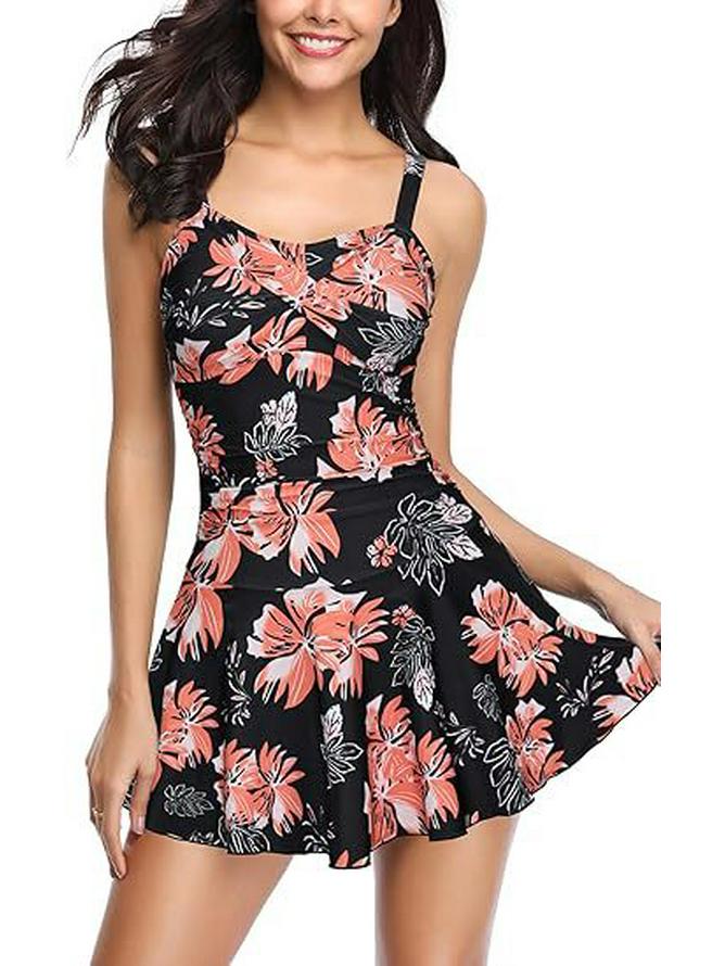 Neuer Sommer Übergröße Träger-Badeanzug mit Rock für Damen - Einfarbig Europäischer & Amerikanischer Stil Extra Large von Joom DACH