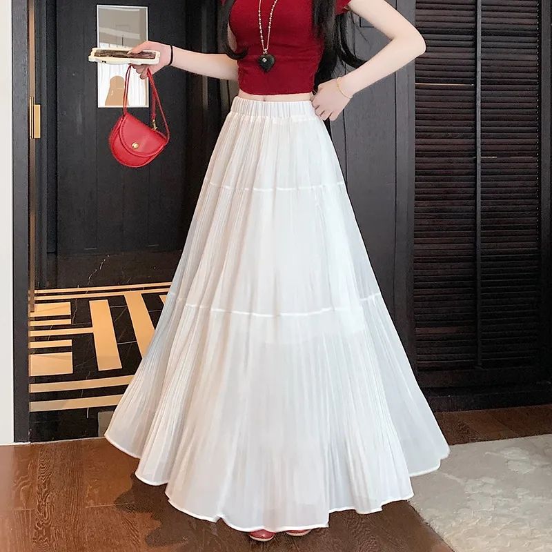 Neuer Sommerrock für Damen Lila Hohe Taille Faltenrock Sanfter Stil Designgefühl Großer Midi-Rock 2XL weiß von Joom DACH