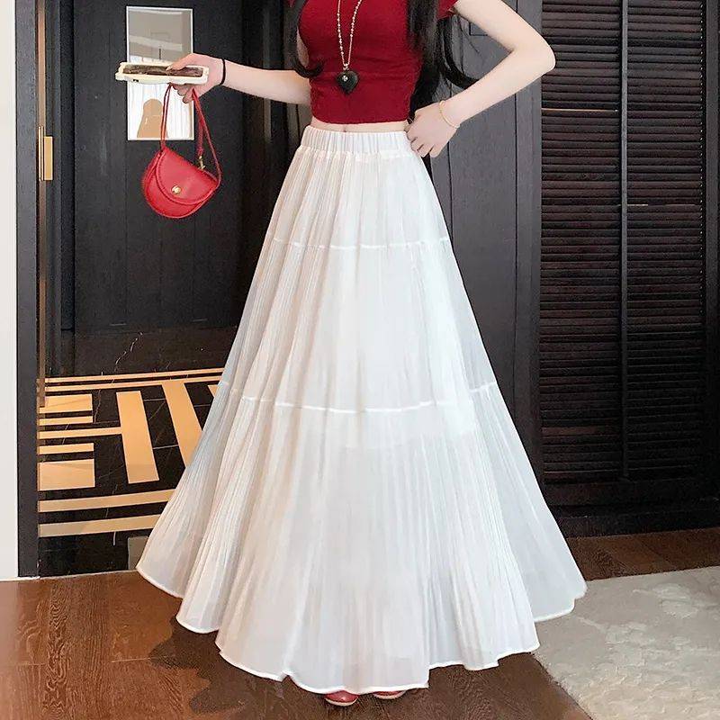 Neuer Sommerrock für Damen Lila Hohe Taille Faltenrock Sanfter Stil Designgefühl Großer Midi-Rock 2XL weiß von Joom DACH