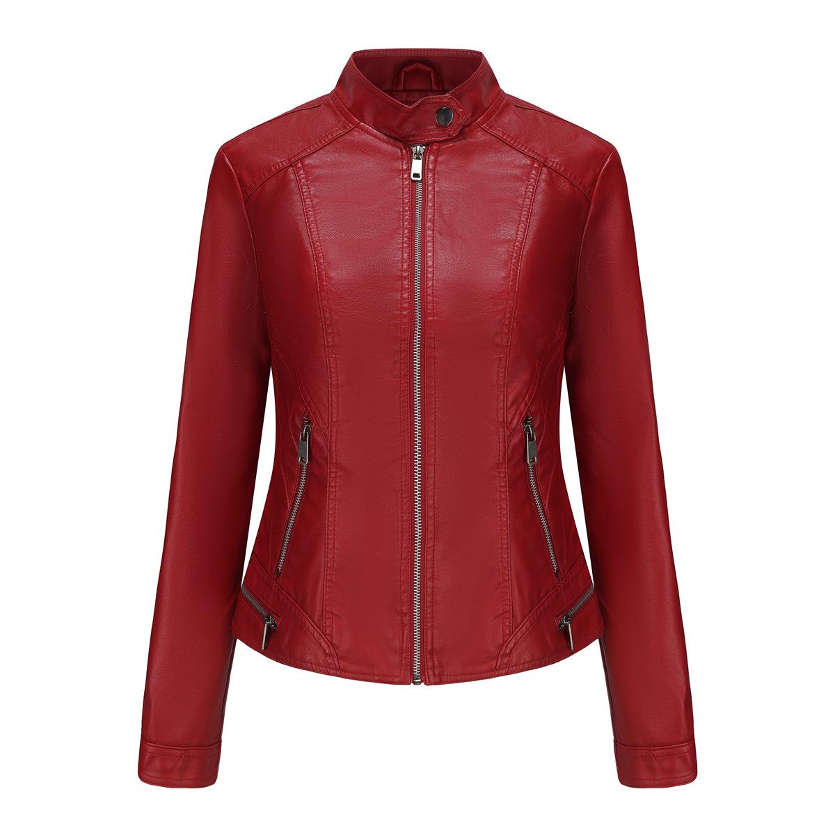 Neuer Stil Damen Leder Langarm Frühling und Herbst Dünne Jacke 3XL von Joom DACH