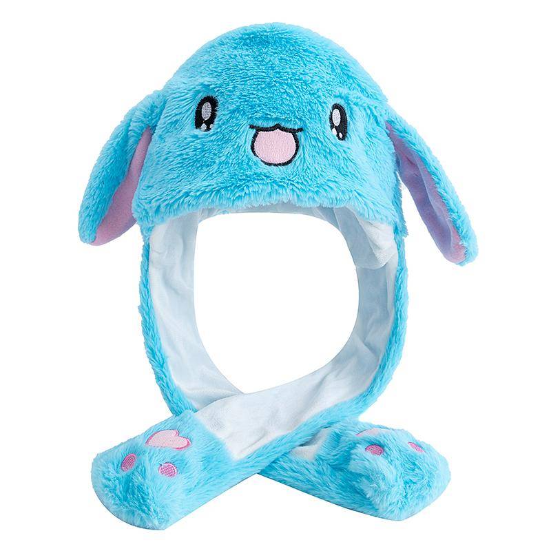 Neuer Stil Niedliche Ohren Bewegende Mütze Frauen Mädchen Lustiger Hut Hasenohren Stil Plüsch Winter Schöne Mütze 55cm-60cm blau von Joom DACH