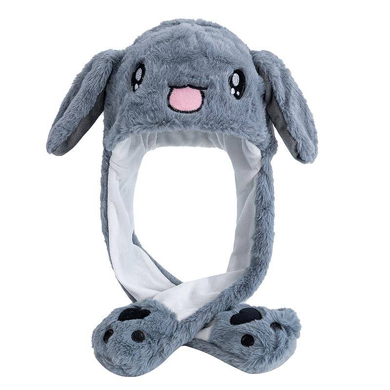 Neuer Stil Niedliche Ohren Bewegende Mütze Frauen Mädchen Lustiger Hut Hasenohren Stil Plüsch Winter Schöne Mütze 55cm-60cm grau von Joom DACH