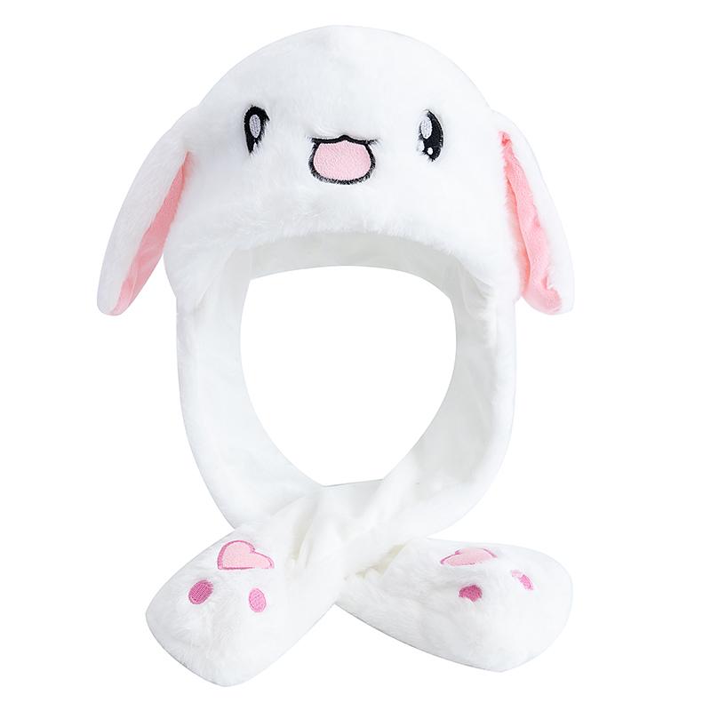 Neuer Stil Niedliche Ohren Bewegende Mütze Frauen Mädchen Lustiger Hut Hasenohren Stil Plüsch Winter Schöne Mütze 55cm-60cm weiß von Joom DACH