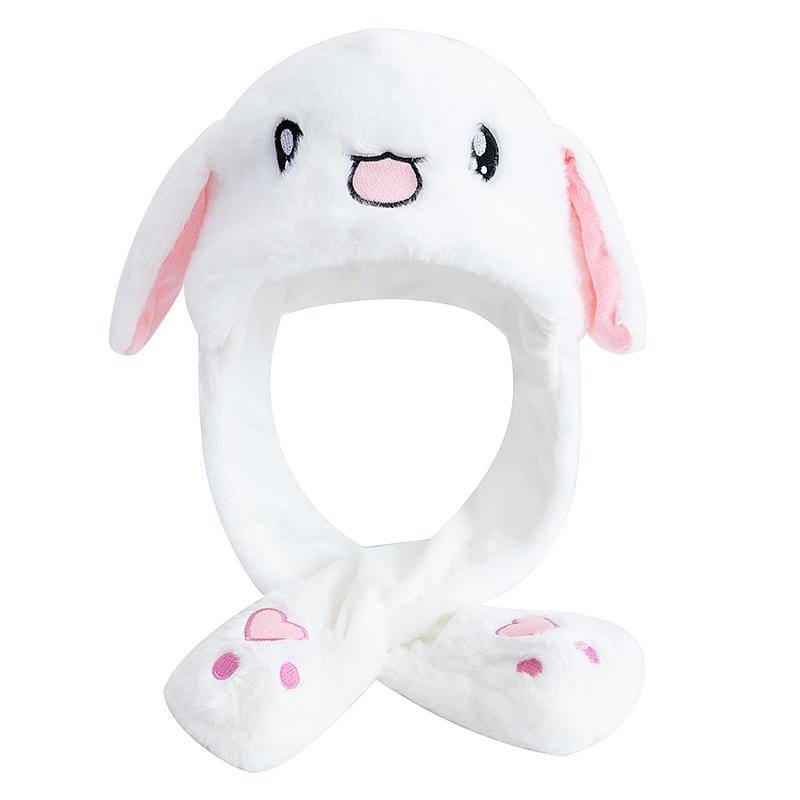Neuer Stil Niedliche Ohren Bewegende Mütze Frauen Mädchen Lustiger Hut Hasenohren Stil Plüsch Winter Schöne Mütze 55cm-60cm weiß von Joom DACH