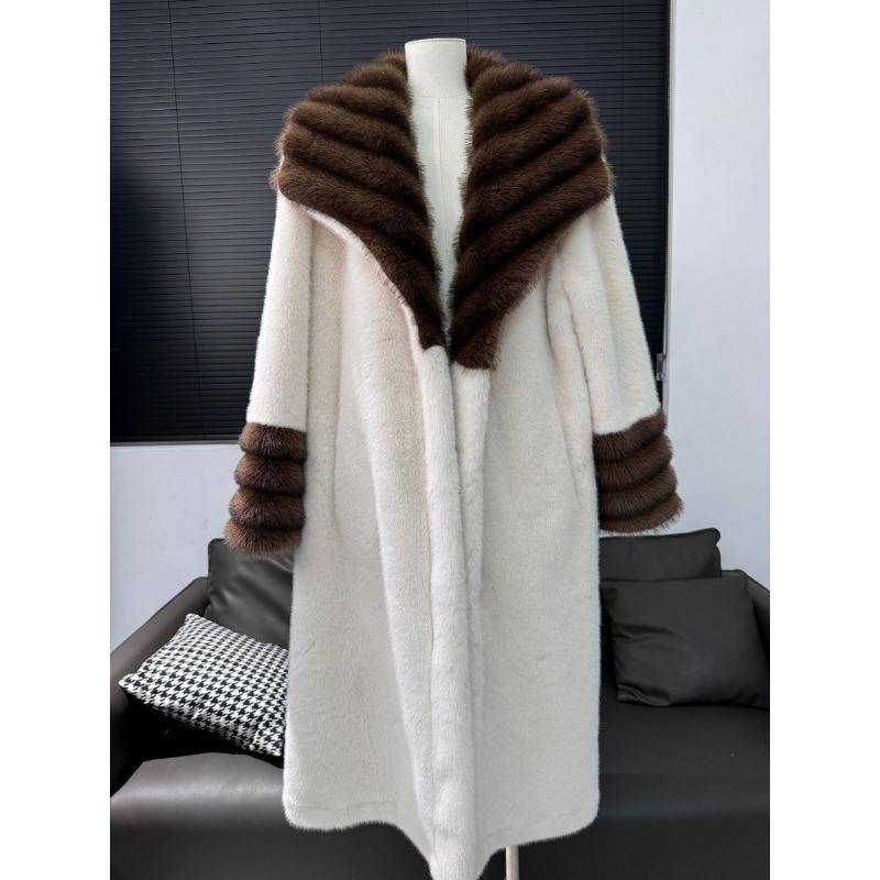 Neuer Stil Pelzmantel Kunstpelz Langer Kunstnerzmantel für Damen one size weiß von Joom DACH