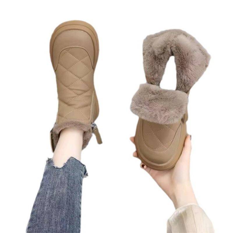 Neuer Stil Schneestiefel Fleece und Verdickte Baumwollschuhe Wasserdicht und Rutschfest Damen Stiefeletten 40 apricot von Joom DACH