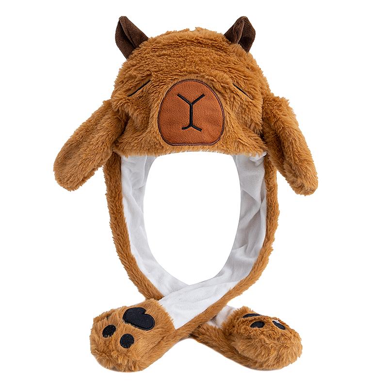 Neuer Stil Schöne Schlaf Kapibara Ohren Bewegende Mütze Frauen Mädchen Niedliche Lustige Mütze Hasenohren Plüsch Winter Schöne Mütze 55cm-60cm kaffeebraun von Joom DACH