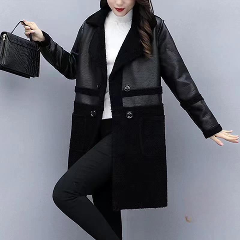 Neuer Trenchcoat für Damen, Lederjacke für Damen, lässig, doppelseitig, mittellanger und langer Mantel 4XL von Joom DACH