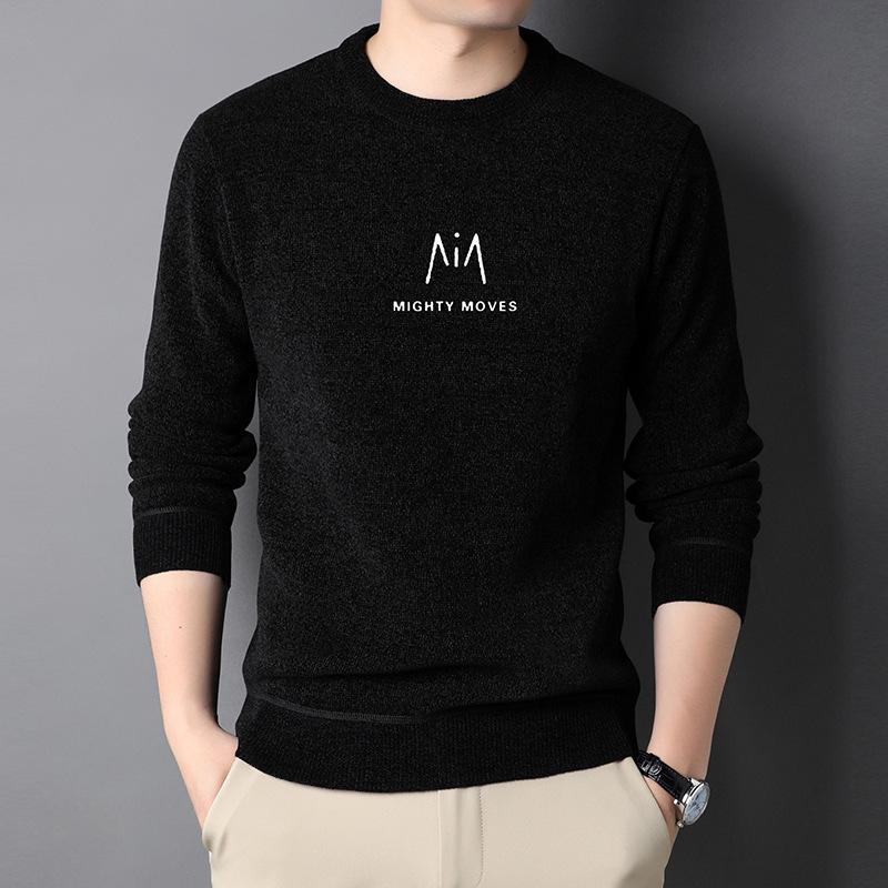 Neuer Winter Samt Verdickter Rundhals Pullover für Herren M Etikett Chenille Warm Gestricktes Langarm T-Shirt für Herren XXXXL von Joom DACH