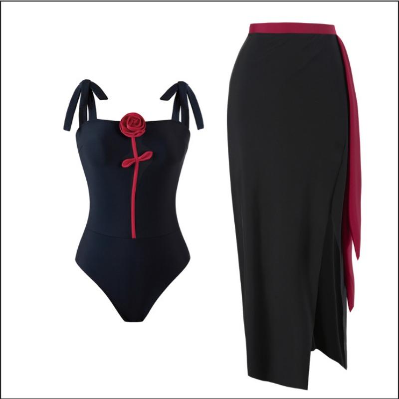 Neuer einteiliger Badeanzug für Damen mit Trägern und Schultergurten, 3D dreidimensionales Rosen-Badeanzug-Set XL von Joom DACH