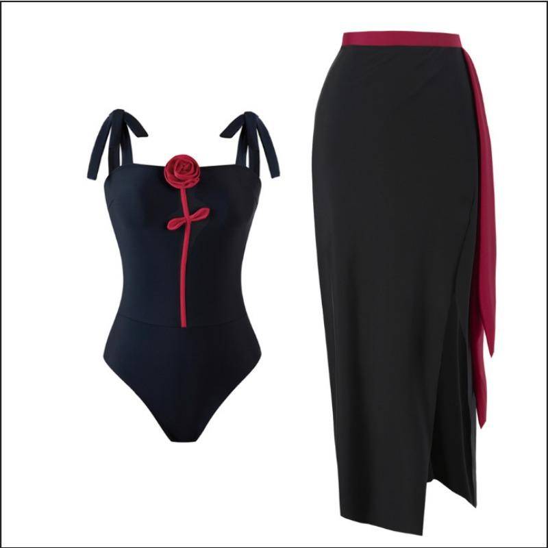 Neuer einteiliger Badeanzug für Damen mit Trägern und Schultergurten, 3D dreidimensionales Rosen-Badeanzug-Set XL von Joom DACH