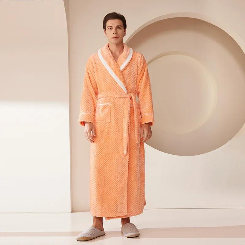 Neuer langer, verdickter Paar-Bademantel aus Samt für Damen im Winter, großer Flanell-Bademantel für Herren im Herbst 3XL von Joom DACH