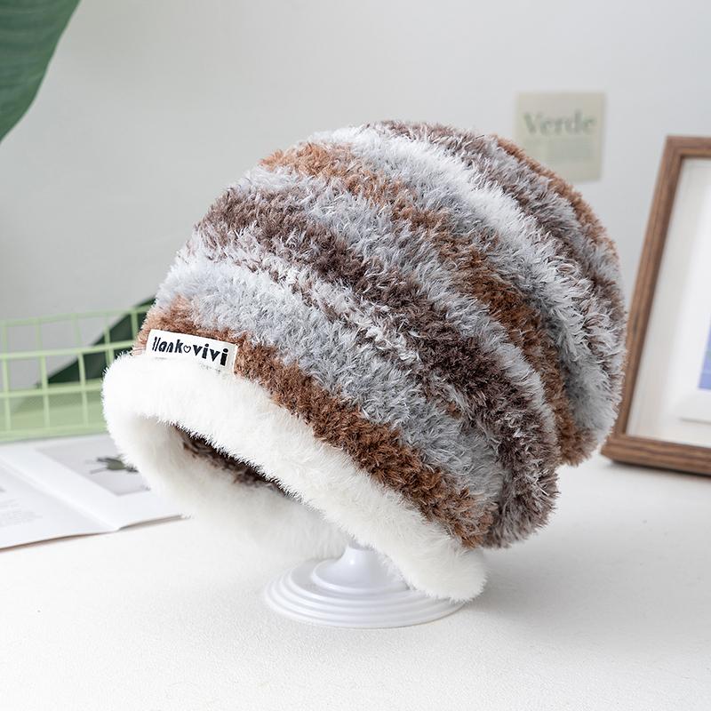 Neuer lockerer Dandy-Hut Lässiger Stil Farbverlaufs-Beanie-Mütze Mode Wintermützen für Damen Streetwear Mehrfarbig Warme Mützen für Mädchen 55cm-60cm von Joom DACH