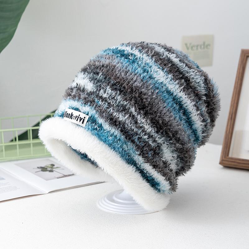 Neuer lockerer Dandy-Hut Lässiger Stil Farbverlaufs-Beanie-Mütze Mode Wintermützen für Damen Streetwear Mehrfarbig Warme Mützen für Mädchen 55cm-60cm von Joom DACH